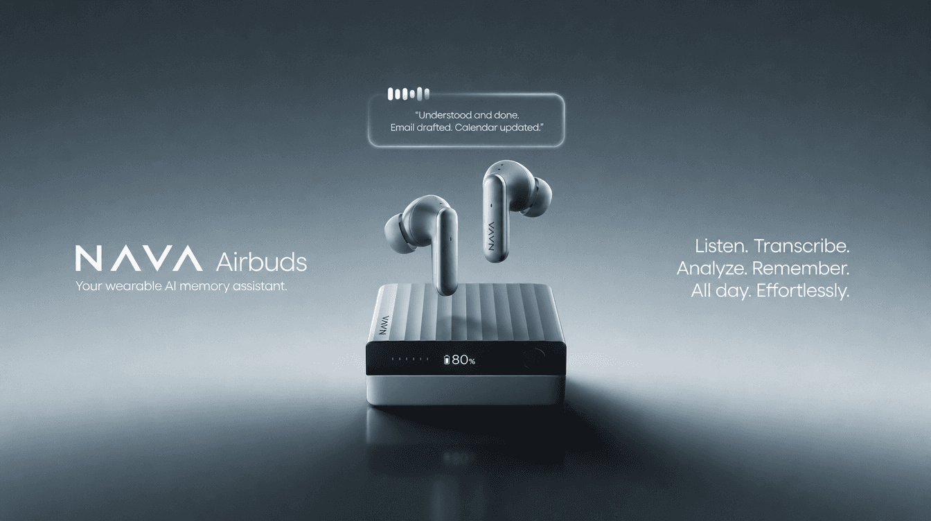 Nava Airbuds and charging case wearable assistant concept study